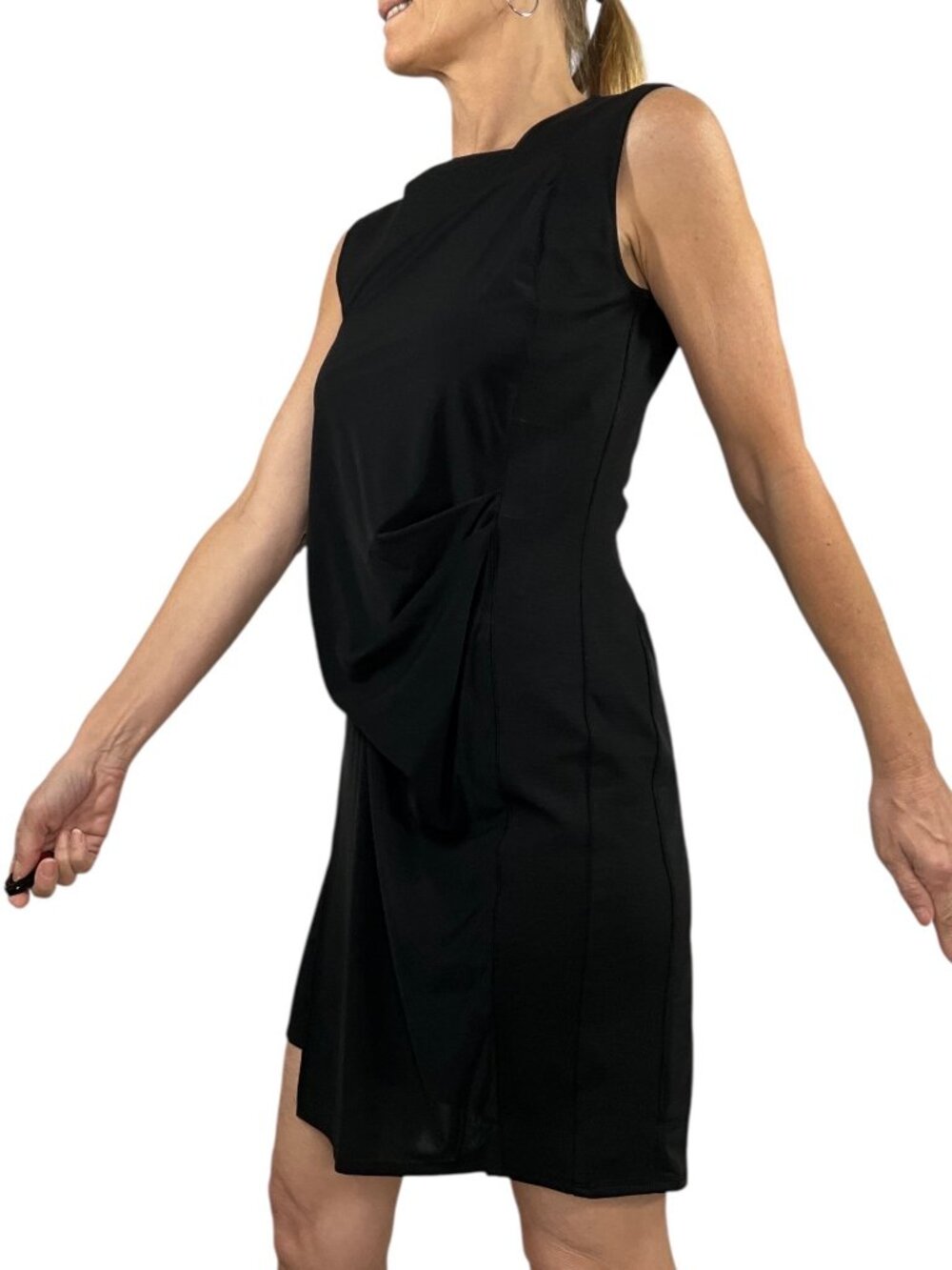 Helmut Lang Draped Mini Dress S Black Sleeveless - Picture 4 of 16